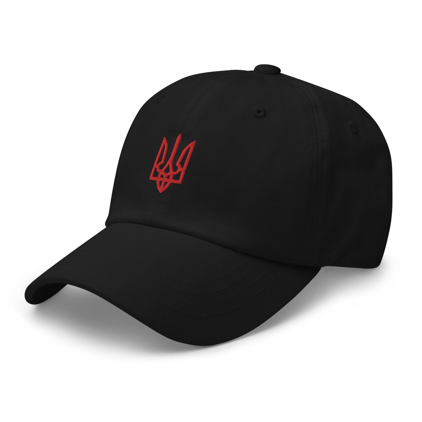 Support Ukraine Merchandise | Black Hat with Red Tryzub - Donate To Ukraine Army