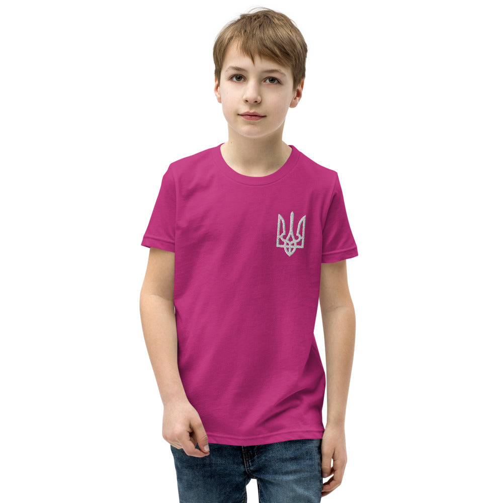 Embroidered Tryzub Youth Unisex Sleeve T-Shirt