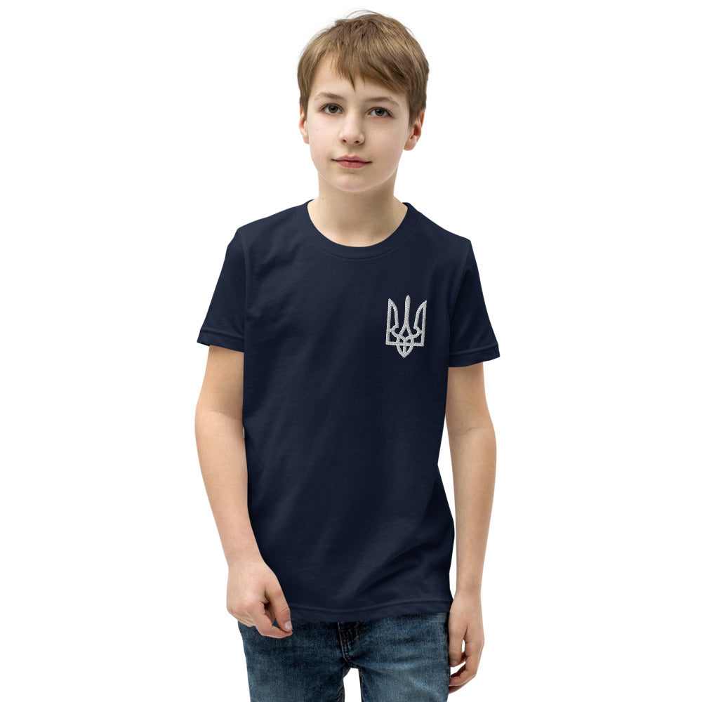 Embroidered Tryzub Youth Unisex Sleeve T-Shirt
