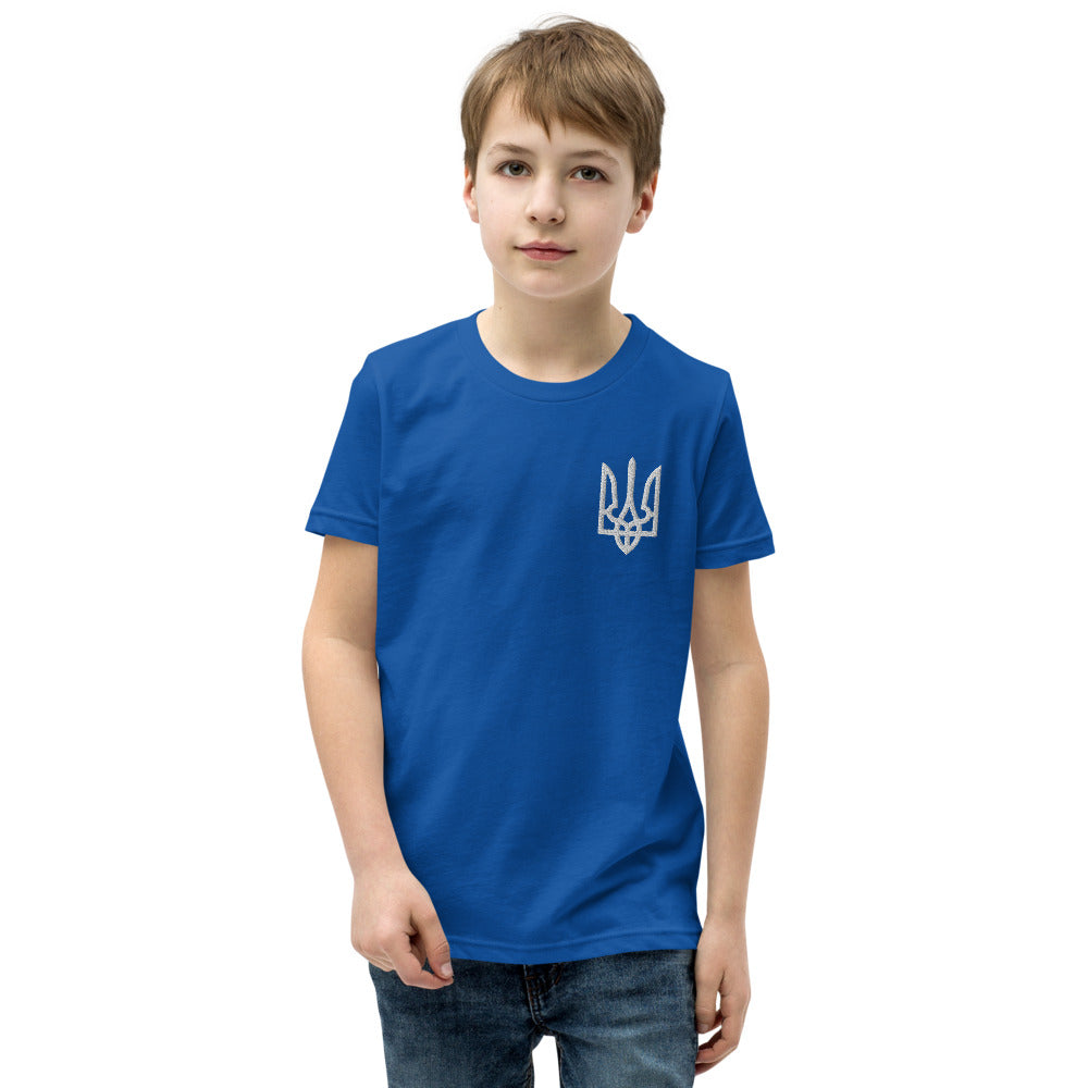 Embroidered Tryzub Youth Unisex Sleeve T-Shirt